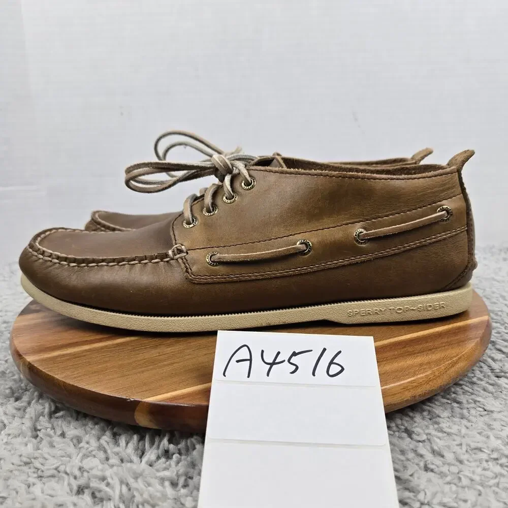 Sperry Top Sider Men 12M Authentic Original Brown Leather Chukka Boot Boat Shoe